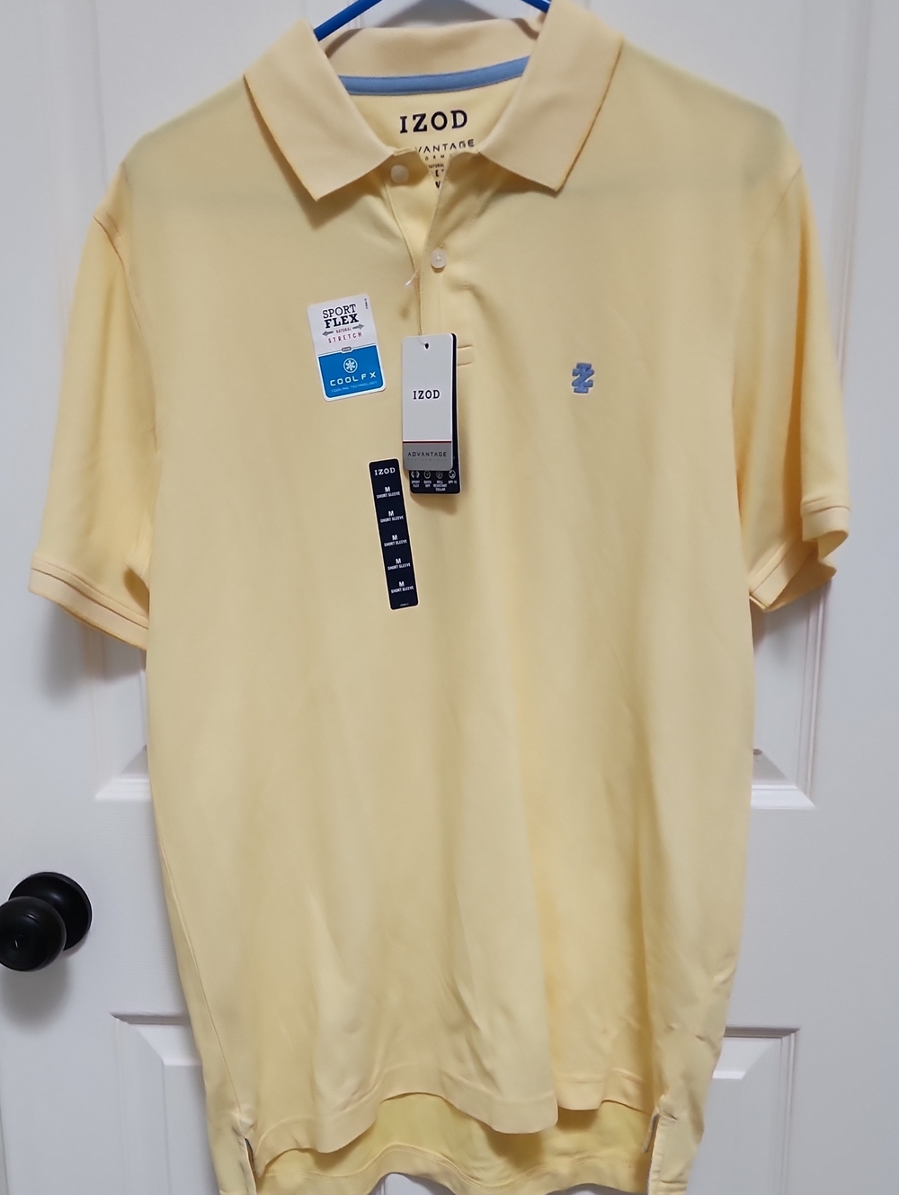 Izod Size Medium Pale Yellow Men's Polo with Contrast Logo